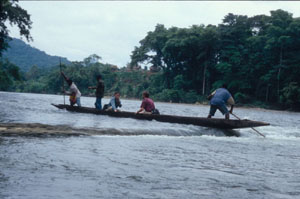 People in a canoe on the Sepik River