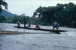 People in a canoe in Papua New Guinea