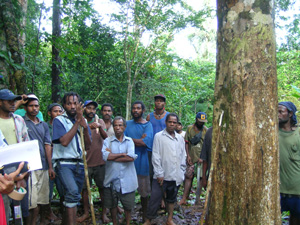 group of villagers in the forest
